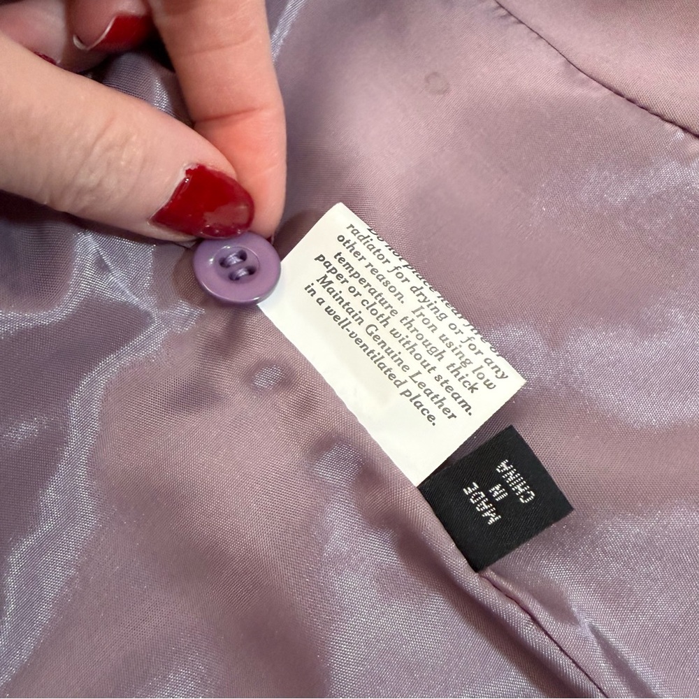 Vintage Nicola Berti Lavender purple leather minimalist zip front Blazer Jacket - Picture 9 of 16